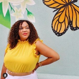 Who What Wear Yellow Ruffle Top Size XL